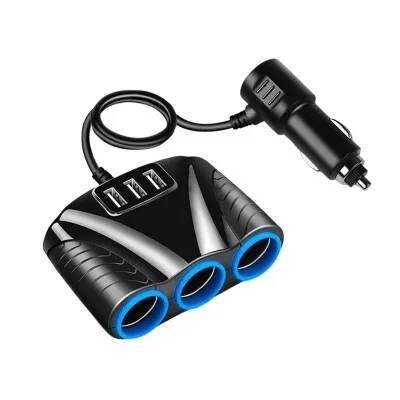120W 10A 3'lü USB'li Çakmaklık Çoklayıcı