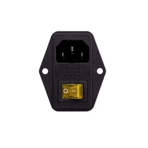 Kulaklı Erkek Power Soketi - Sarı Işıklı Anahtarlı