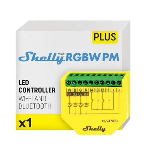 Shelly Plus RGBW PM Akıllı LED Renk ve Parlaklık Kontrol Rölesi