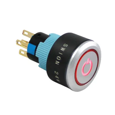 22mm Yaylı Power Logolu Kırmızı Buton 1NO/1NC