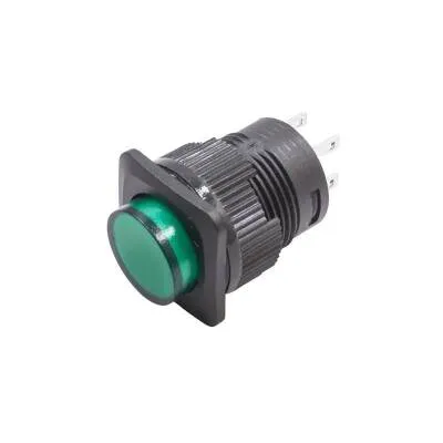 RL16-504A 16MM Plastik 4 Pin Anahtarlı Buton Yeşil