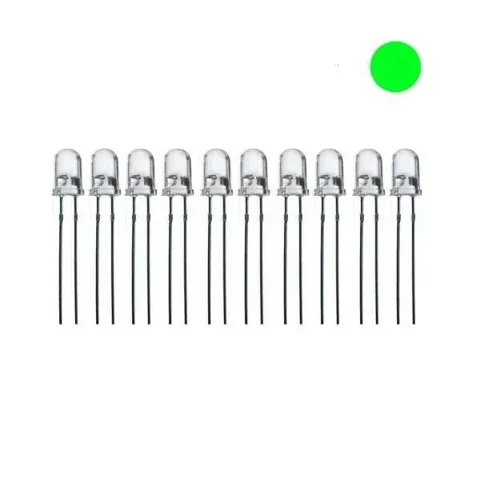 5mm Şeffaf Yeşil Led - 10 Adet