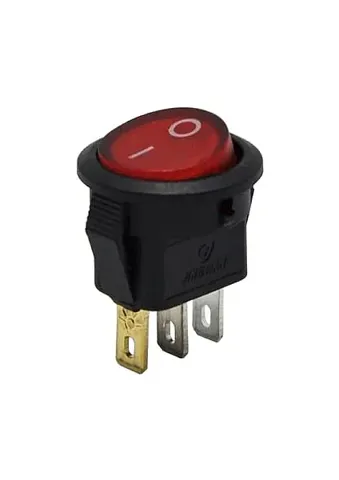 KCD1 Yuvarlak Işıklı Anahtar Kırmızı 12V 3P