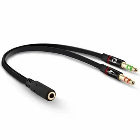 Power Master 3.5mm Stereo Dişi x 2 Stereo Erkek Kulaklık Mikrofon Hoparlör Ayırıcı 20cm Kablo