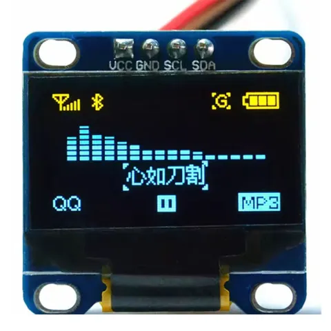 0.96 İnç 128x64 OLED I2C Mavi Sarı