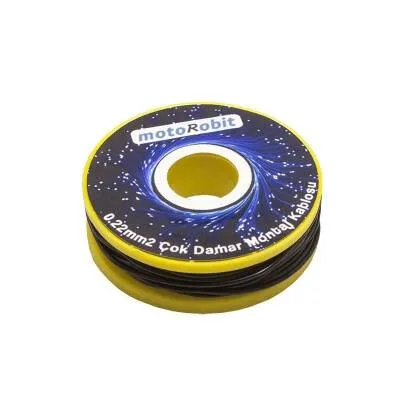 0.22 mm2 Siyah Çok Damar Montaj Kablosu - 10 Metre