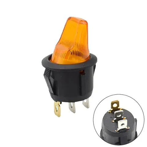 KCD1 Yuvarlak Işıklı Mandal Anahtar Sarı 12V