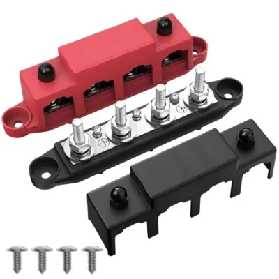 BB250-T4M10S3 4xM10 + 3xM4 Busbar Güç Dağıtım Bloğu  - Kırmızı/Siyah
