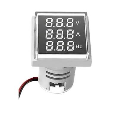 22mm Kare Voltmetre- Ampermetre - Beyaz - 220V