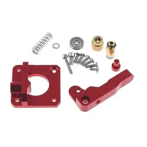 MK8 Sol El Alüminyum Extruder Blok Seti Kırmızı -1.75mm
