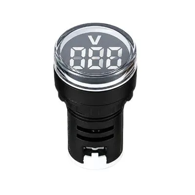22mm Yuvarlak Voltmetre - Beyaz - 220V