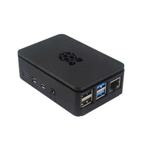 Raspberry Pi 4 Plastik Muhafaza Kutusu - Siyah (Raspberry Pi Logolu)