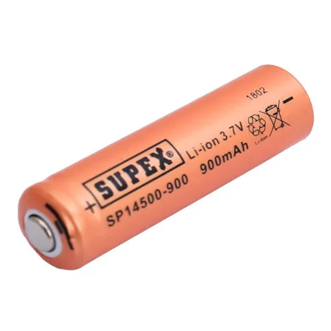 SUPEX 14500 3.7V 900 mAh Li-ion Şarjlı Pil - Kutup Başlı
