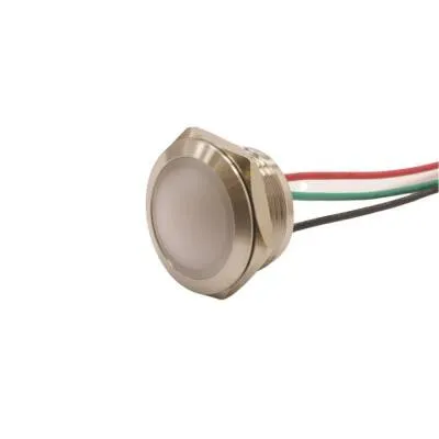 WD19L-P2/RGY- 19mm 12-24V Kablolu Metal Sinyal Lambası - 3 Renk Katot