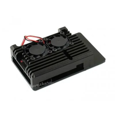 Raspberry Pi 4 için Alüminyum Kasa ve Çift Fanlı Soğutucu - 16932