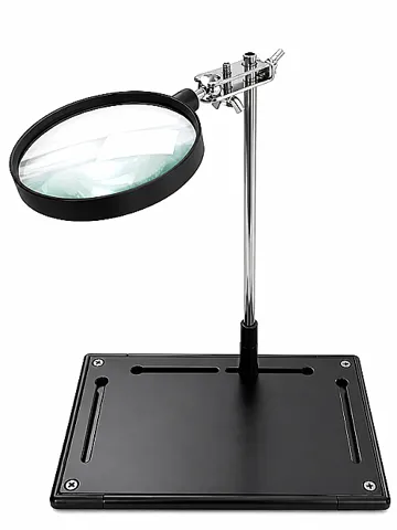 ZD-11P Alüminyum Tabanlı 3X OD90MM Büyüteçli Yardımcı El - Mercek Aparatı Magnifier
