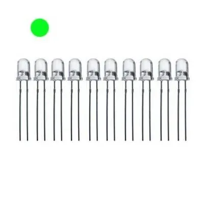5mm Şeffaf Yeşil Led Paketi - 10 Adet