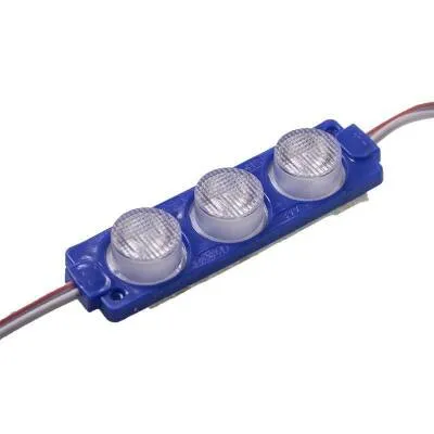 3W Mercekli Modül 3'lü Led - Mavi 12V
