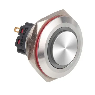 WD28B-G1Z-E 28mm Çıkık Anahtarlı Işıklı Metal Buton - Beyaz