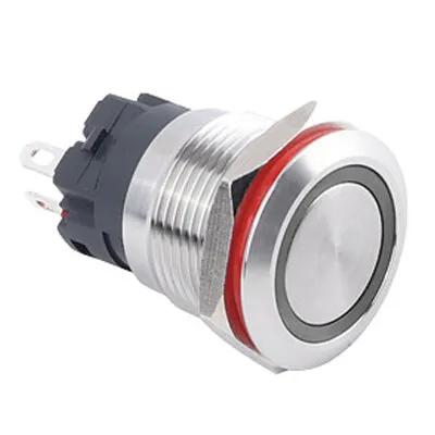 WD19A-P1-E 19mm Düz Yaylı Işıklı Metal Buton - Beyaz