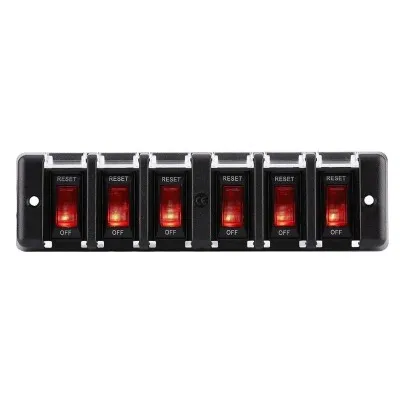 6'lı ON-OFF Kırmızı Işıklı Anahtar Switch Panel 12V 16A