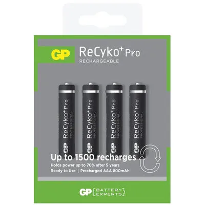 GP ReCyko+ Pro Professional 1.2V AAA Şarjlı İnce Pil - 800mAh, 4lü