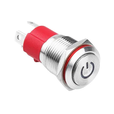 WD16D-G1-C 16mm Çıkık Yaylı Işıklı Power Metal Buton - Beyaz