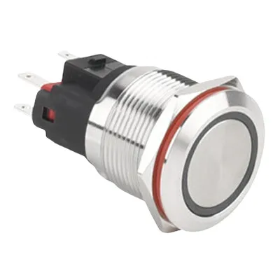 WD22E-P1Z-E 22mm Düz Anahtarlı Işıklı Metal Buton - Beyaz