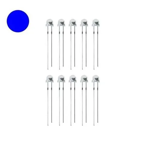 4.8mm Şeffaf Mavi Mantar Led - 10 Adet
