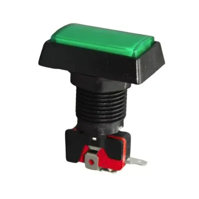 50x33mm 12V Dikdörtgen Işıklı Oyun Makinesi Butonu - Yeşil