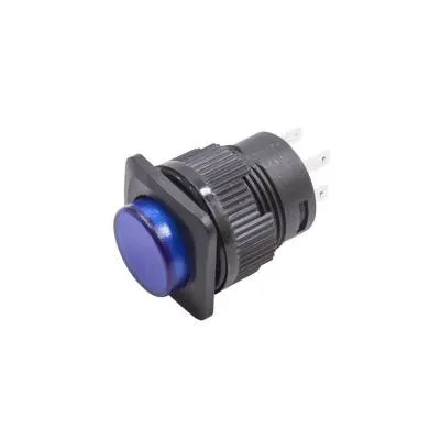 RL16-504B 16MM Plastik 4 Pin Yaylı Buton Mavi