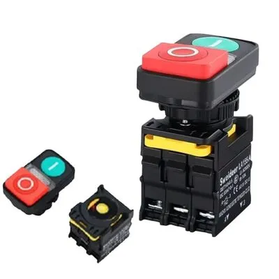 22mm Işıklı Çift Basmalı Buton Anahtar - 1NO1NC - 24V