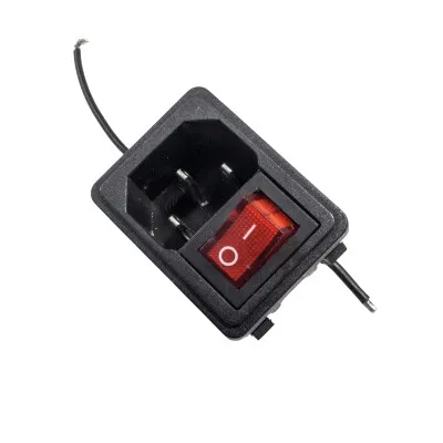 DB-14 Erkek Power Soketi Kırmızı Işıklı Anahtarlı - Kablolu