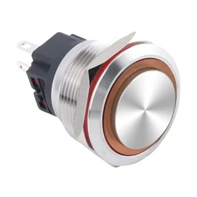 WD25B-G1-E 25mm Çıkık Yaylı Işıklı Metal Buton - Sarı