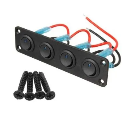 4'lü ON-OFF Mavi Nokta Işıklı Anahtar Switch Panel 12V-24V