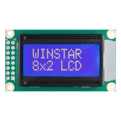 8x2 Karakter LCD Ekran- Mavi Üzerine Beyaz, STN B - Negatif (ST7066U)