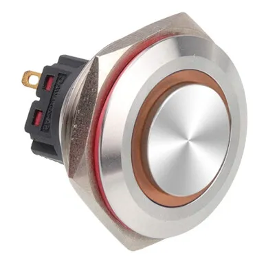 WD30B-G1-E 30mm Çıkık Yaylı Işıklı Metal Buton - Sarı