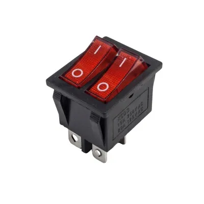KCD4 İkili Işıksız ON-OFF Switch 4 Pin - Kırmızı