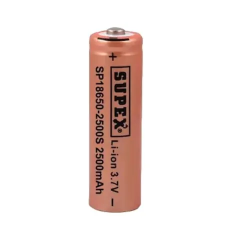 SUPEX 18650 3.7V 2500 mAh Li-ion Şarjlı Pil - Kutup Başlı