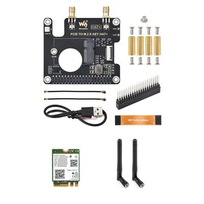 Raspberry Pi 5 PCIe – M.2 E Key Kablosuz Ağ AX210 Modül ve Bluetooth HAT