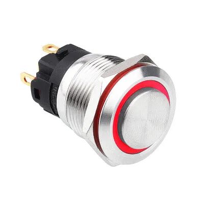 WD19A-G1Z-E 19mm Çıkık Anahtarlı Işıklı Metal Buton - Kırmızı