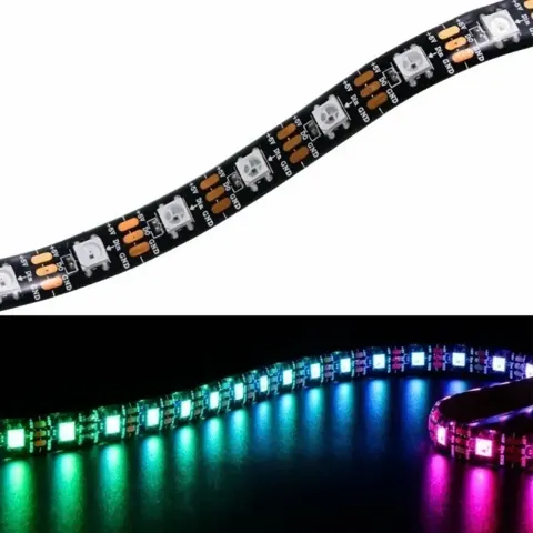 WS2812B Adreslenebilir RGB Şerit Led - 30 Led IP65 - Silikon Korumalı (Su geçirmez) - 5m