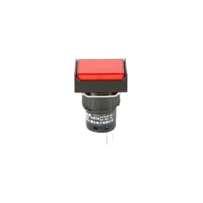 16mm Yaylı Buton Kırmızı 1NO/1NC Dikdörtgen