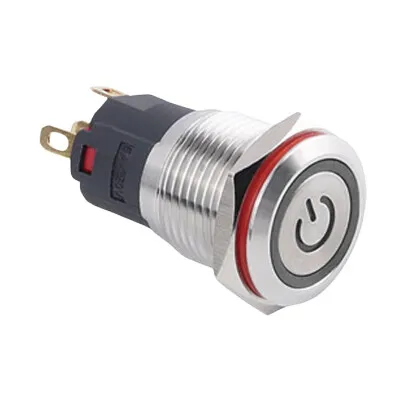 WD16A-P1Z-EC 16mm Düz Anahtarlı Işıklı Power Metal Buton - Beyaz