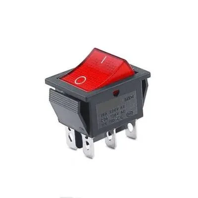 KCD4 Işıklı On/Off Anahtar 6 Pin - Kırmızı