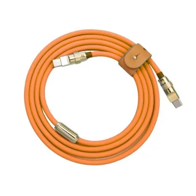 100W Turuncu Type-C Silikon Hızlı Şarj Kablosu - 2 Metre