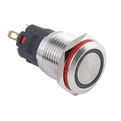 WD16A-P1-E 16mm Düz Yaylı Işıklı Metal Buton - Beyaz