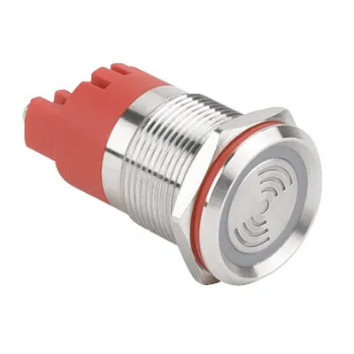 WD19F-P0-S12VR LX 19mm Sabit Sesli Işıklı Metal Buzzer - 12V