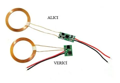 Kablosuz Şarj Devresi ve Elektrik Aktarımı 5V 1A - Wireless Charger Module Kit