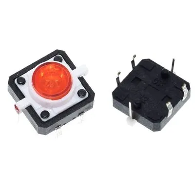 12x12x7.3mm Kırmızı Led Işıklı Tact Switch Buton